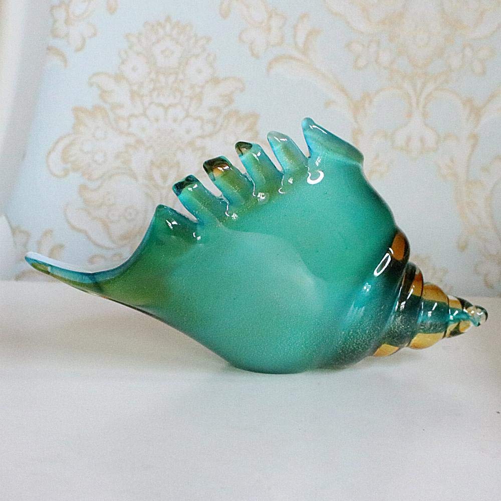 Amazon.co.jp: 装飾品の像緑のガラスの貝殻手吹きガラスの巻き貝の置物